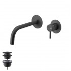 Vema Maira bateria umywalkowa podtynkowa wylewka 21 cm z korkiem klik klak czarny mat V27050/K/CZAR