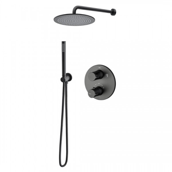 Vema Maira zestaw prysznicowy podtynkowy termostatyczny deszczownica 20 cm czarny mat MAI20TERMO/CZAR