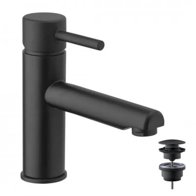 Giulini Giovanni Futuro bateria umywalkowa stojąca z korkiem klik klak czarny mat 6505A-15/K/CZAR