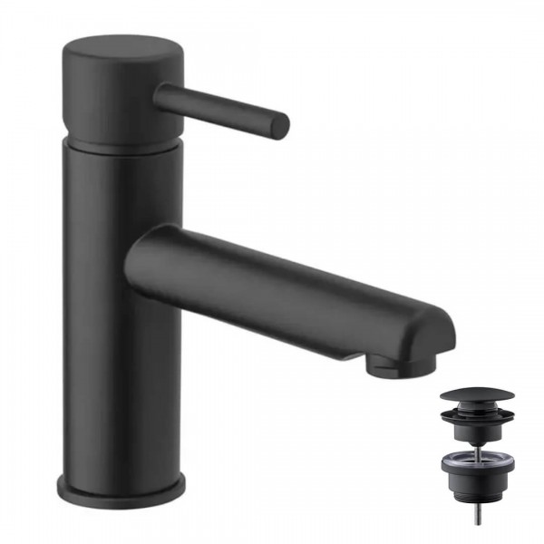 Giulini Giovanni Futuro bateria umywalkowa stojąca z korkiem klik klak czarny mat 6505A-15/K/CZAR