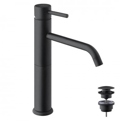 Giulini Giovanni Futuro bateria umywalkowa stojąca wysoka z korkiem klik klak czarny mat 6539/K/CZAR