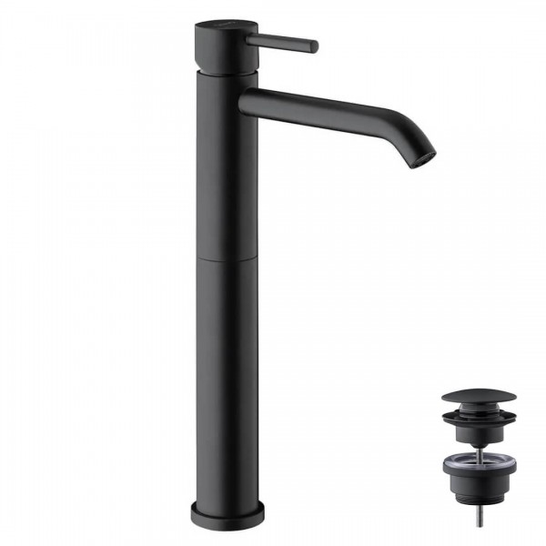 Giulini Giovanni Futuro bateria umywalkowa stojąca wysoka z korkiem klik klak czarny mat 6549/K/CZAR