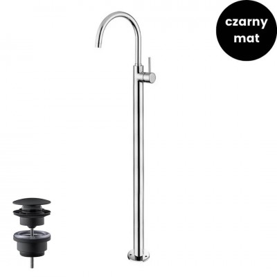 Giulini Giovanni Futuro bateria umywalkowa wolnostojąca z korkiem klik klak czarny mat 6590/K/CZAR