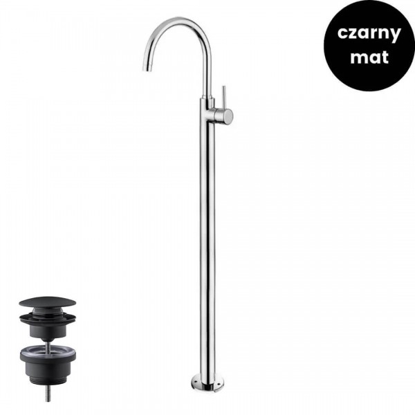 Giulini Giovanni Futuro bateria umywalkowa wolnostojąca z korkiem klik klak czarny mat 6590/K/CZAR