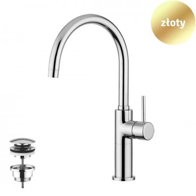 Giulini Giovanni Futuro bateria umywalkowa z korkiem złota 6582/K/ZL