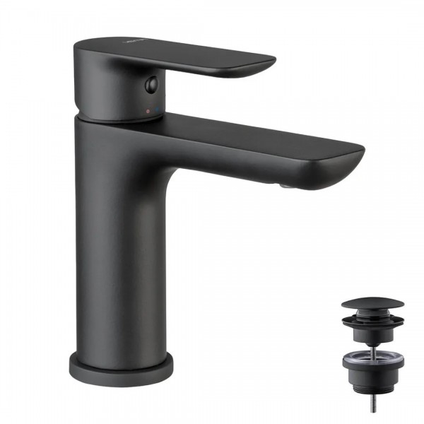 Vema Slate bateria umywalkowa z korkiem klik klak czarny mat V14011/K/CZAR