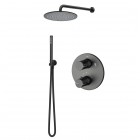 Vema Slate kompletny zestaw prysznicowy termostatyczny podtynkowy deszczownica 30 cm czarny mat SLA30TERMO/CZAR