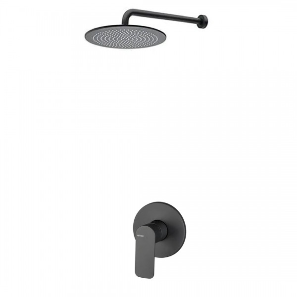 Vema Slate kompletny zestaw prysznicowy podtynkowy deszczownica 20 cm czarny mat SLADES20/CZAR