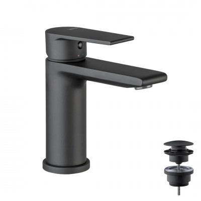 Vema Timea bateria umywalkowa z korkiem klik klak czarny mat V16011/K/CZAR