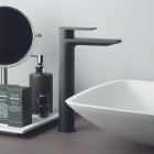 Vema Timea bateria umywalkowa wysoka z korkiem klik klak czarny mat V16021/K/CZAR