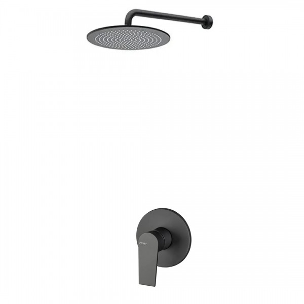 Vema Timea kompletny zestaw prysznicowy podtynkowy deszczownica 20 cm czarny mat TIMDES20/CZAR