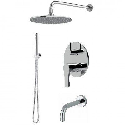 Giulini Giovanni Ego zestaw wannowy podtynkowy wylewka 15 cm deszczownica 20 cm chrom EGO65WYL15DES20