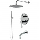 Giulini Giovanni Ego zestaw wannowy podtynkowy wylewka 15 cm deszczownica 20 cm chrom EGO65WYL15DES20