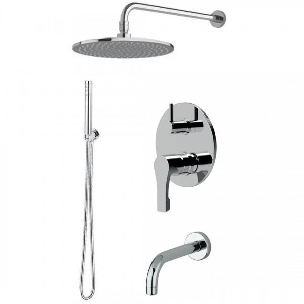 Giulini Giovanni Ego zestaw wannowy podtynkowy wylewka 15 cm deszczownica 20 cm chrom EGO65WYL15DES20