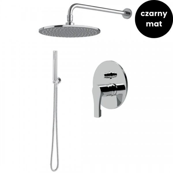 Giulini Giovanni Ego zestaw prysznicowy podtynkowy deszczownica 20 cm czarny mat 57ZES20/CZAR