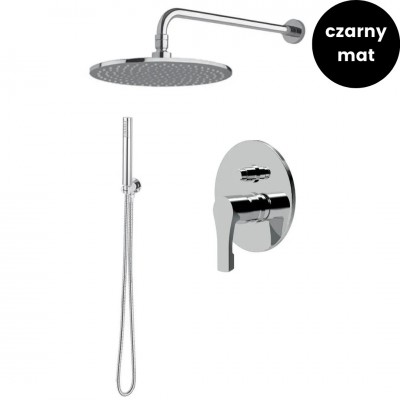 Giulini Giovanni Ego zestaw prysznicowy podtynkowy deszczownica 20 cm czarny mat 57ZES20/CZAR