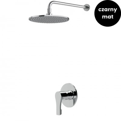 Giulini Giovanni Ego zestaw prysznicowy podtynkowy deszczownica 20 cm czarny mat 5765DES20/CZAR