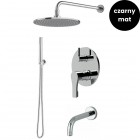 Giulini Giovanni Ego zestaw wannowy podtynkowy wylewka 15 cm deszczownica 20 cm czarny mat 57WYL15DES20/CZAR