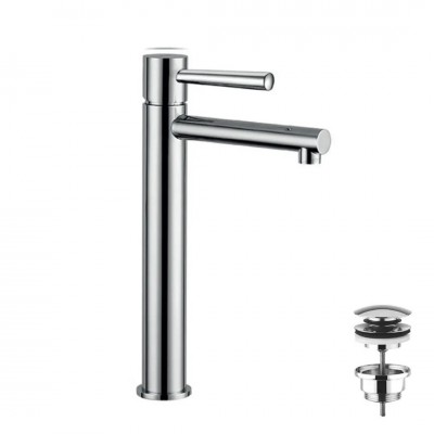 Demm Spike bateria umywalkowa wysoka z korkiem klik klak chrom 6814/K