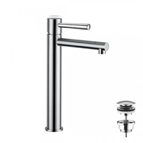 Demm Spike bateria umywalkowa wysoka z korkiem klik klak chrom 6814/K