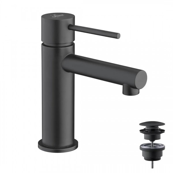 Demm Spike Black bateria umywalkowa stojąca z korkiem klik klak czarny mat 6810/K/CZAR