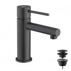 Demm Spike Black bateria umywalkowa stojąca z korkiem klik klak czarny mat 6810/K/CZAR