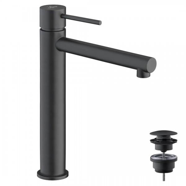 Demm Spike Black bateria umywalkowa stojąca wysoka z korkiem klik klak czarny mat 6814//KCZAR