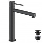 Demm Spike Black bateria umywalkowa stojąca wysoka z korkiem klik klak czarny mat 6814//KCZAR