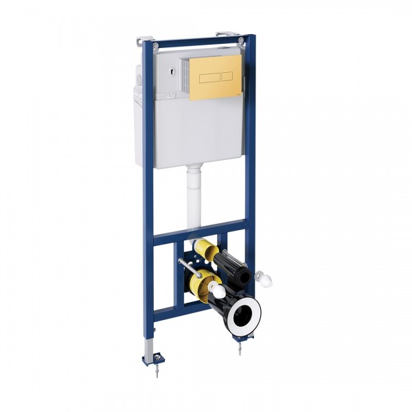 Omnires Classic stelaż podtynkowy do WC z przyciskiem złotym 90502GLS017