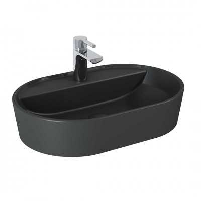 Elita Meble Babette umywalka nablatowa 61,2x41,2 cm antracyt mat 145104