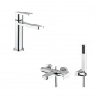 Armando Vicario Glam bateria umywalkowa + bateria wannowa chrom