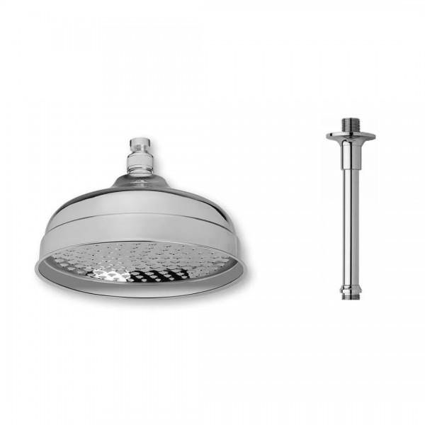 Vicario deszczownica 200 mm z ramieniem sufitowym retro chrom
