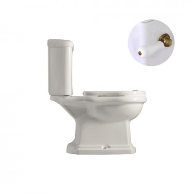 Kerasan Retro zestaw WC kompakt o/pionowy + zbiornik + mechanizm stare złoto 44881