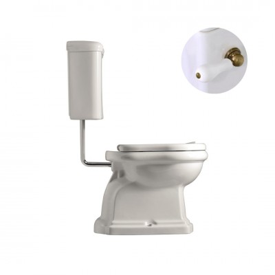 Kerasan Retro zestaw WC kompakt o/pionowy + dolnopłuk + mechanizm stare złoto 44893