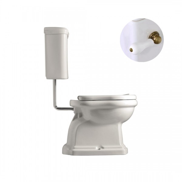 Kerasan Retro zestaw WC kompakt o/pionowy + dolnopłuk + mechanizm stare złoto 44893