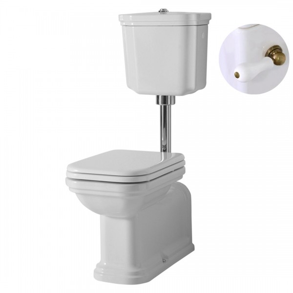 Kerasan Wafdorf zestaw WC kompakt + dolnopłuk + mechanizm stare złoto 44909