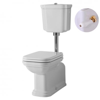 Kerasan Wafdorf zestaw WC kompakt + dolnopłuk + mechanizm złoty 44910