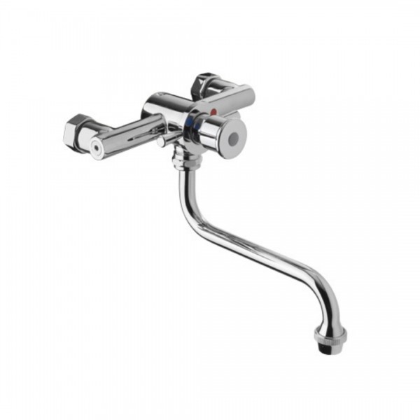 Makoinstal bateria czasowa umywalkowa ścienna z mieszaczem z antyblokadą chrom 9092AB