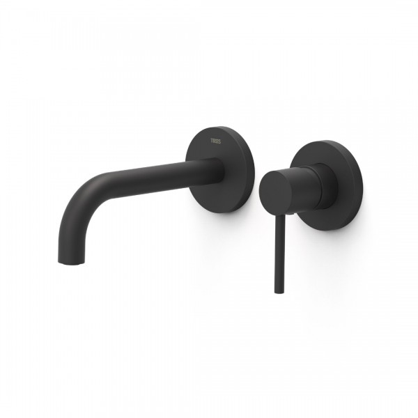 Tres Study Exclusive bateria umywalkowa podtynkowa wylewka 17,7 cm czarny mat 26230001NM