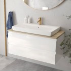 Oltens Molle bateria umywalkowa stojąca złoto szczotkowane 32200810