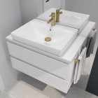 Oltens Molle bateria umywalkowa stojąca złoto szczotkowane 32200810