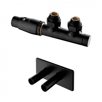 Oltens Varmare Ventil All in One zestaw termostatyczny zintegrowany grzejnikowy lewy czarny mat 45303