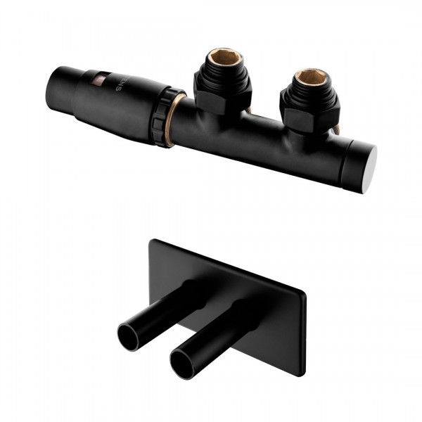 Oltens Varmare Ventil All in One zestaw termostatyczny zintegrowany grzejnikowy lewy czarny mat 45303