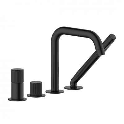 Oltens Hamnes bateria wannowa 4-otworowa czarny mat 34202300