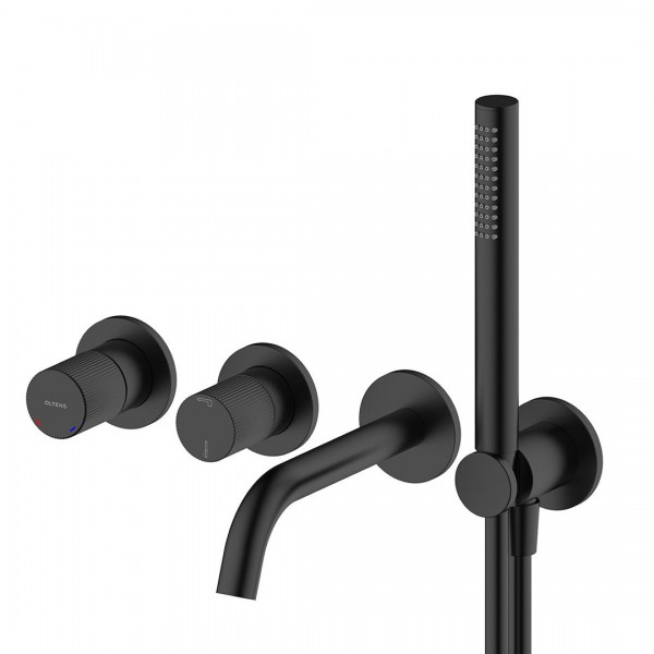 Oltens Hamnes bateria wannowa podtynkowa 4-otworowa czarny mat 34107300