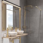 Oltens Boran zestaw prysznicowy termostatyczny z deszczownicą okrągłą złoty połysk 36502800