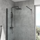 Oltens Boran zestaw prysznicowy termostatyczny z deszczownicą kwadratową czarny mat 36503300