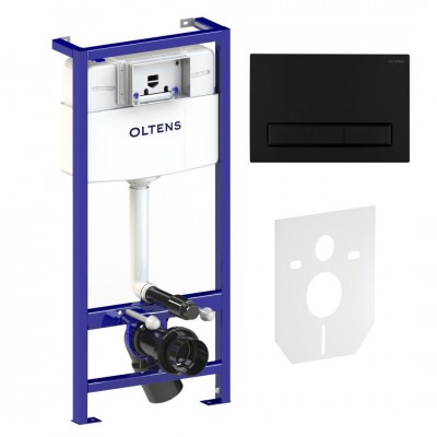 Oltens Triberg Torne 5w1 stelaż podtynkowy z przyciskiem spłukującym czarny mat 58300300