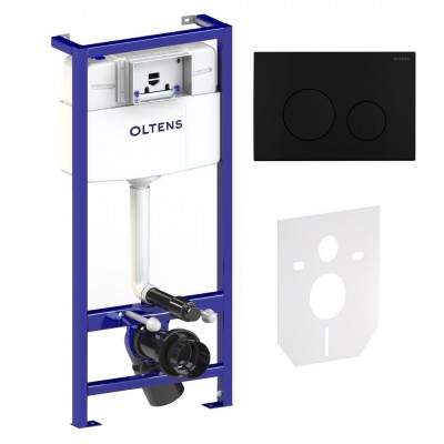 Oltens Triberg Lule 5w1 stelaż podtynkowy z przyciskiem spłukującym czarny mat 58301300