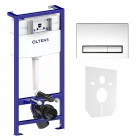 Oltens Hamnes zestaw 7w1 stelaż podtynkowy miska z deską i przycisk spłukujący chrom błyszczący 58301100